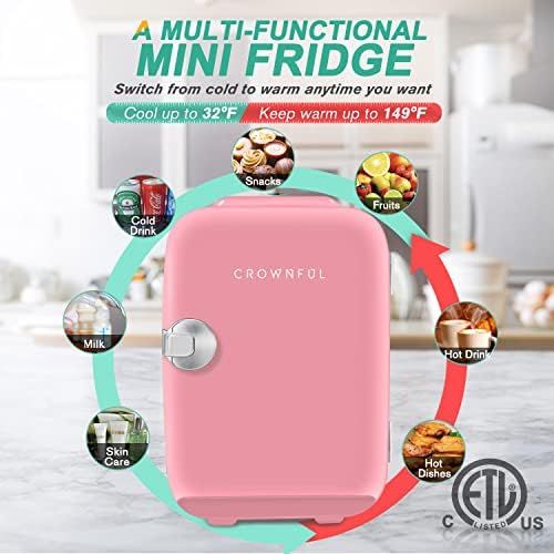 CROWNFUL Mini Fridge, 4 Liter/6 Can Portable Cooler and Warmer Personal Refrigerator for Skin Car... | Amazon (US)