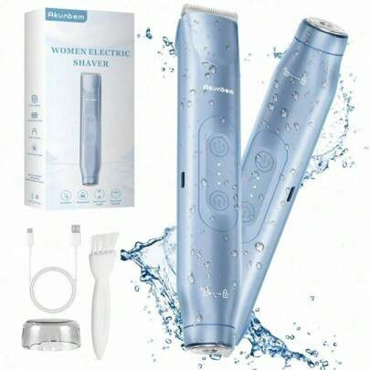 Bikini Trimmer For Women, Akunbem Electric Shaver And Razor Rechargeable 2-In-1 Body And Facial Hair Removal Double Head For Painless Trimming Of Pubi | SHEIN