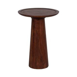 16 in. Brown Round Wood End Table with Pillar Pedestal | The Home Depot
