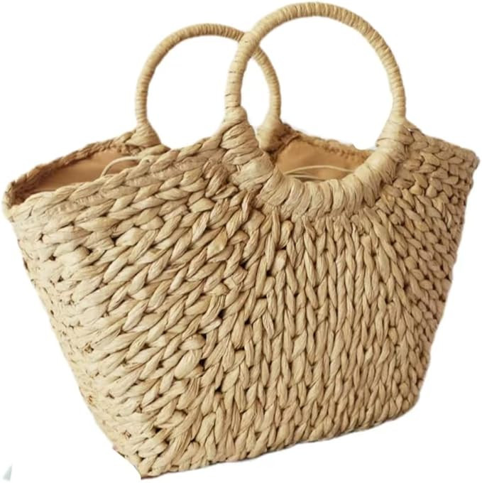 Straw Woven Tote Bag,Handmade Large Straw Tote Bag, Shopping And Holiday Straw Bag, Fishing Net B... | Amazon (US)