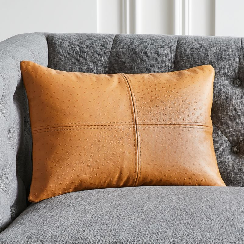 18"x12" Rue Leather Tan Modern Throw Pillow | CB2 | CB2