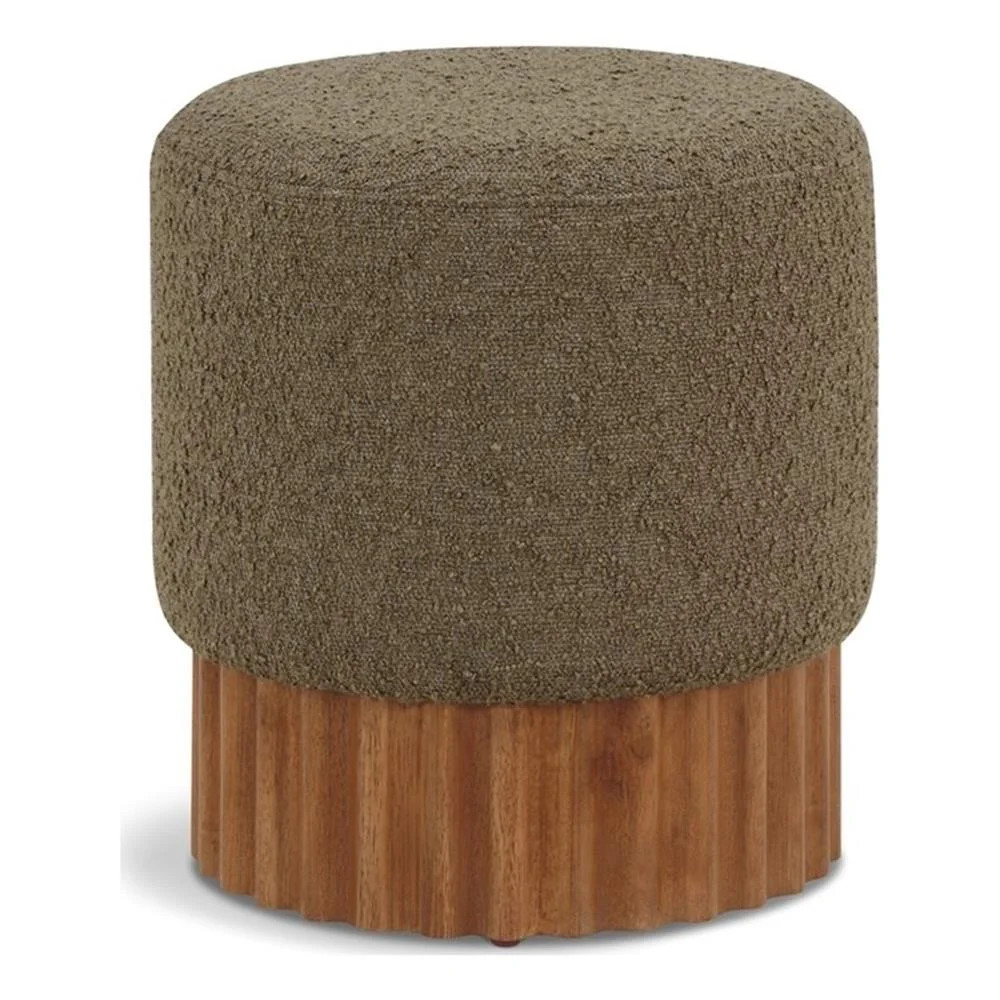 Meridian Furniture Veranda Boucle Fabric Ottoman/Stool in Olive/Brown | Walmart (US)