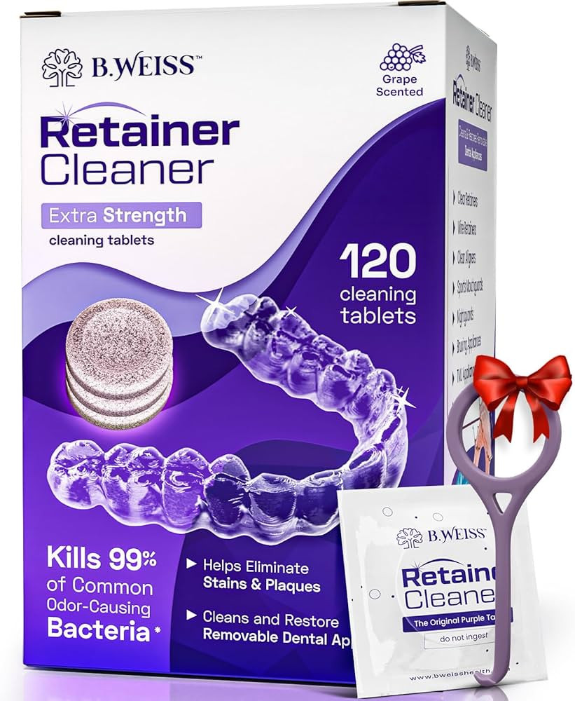 Retainer Cleaner Tablets, Invisalign Cleaner, Remove Stains, Odors & Plaque, Night Guard Cleaner,... | Amazon (US)