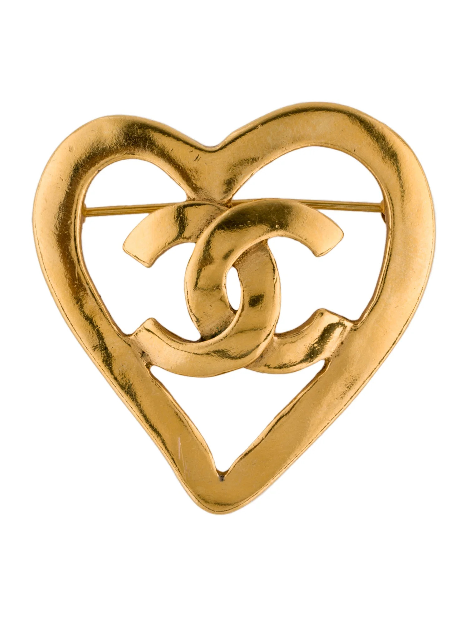 Vintage CC Logo Heart Brooch | The RealReal