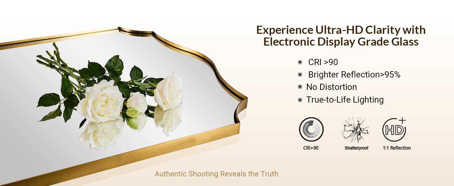 ANDY STAR Gold Vanity Mirror, Brushed Gold Mirror for Bathroom, 22x30 Irregular Wall Mirror, Asym... | Amazon (US)