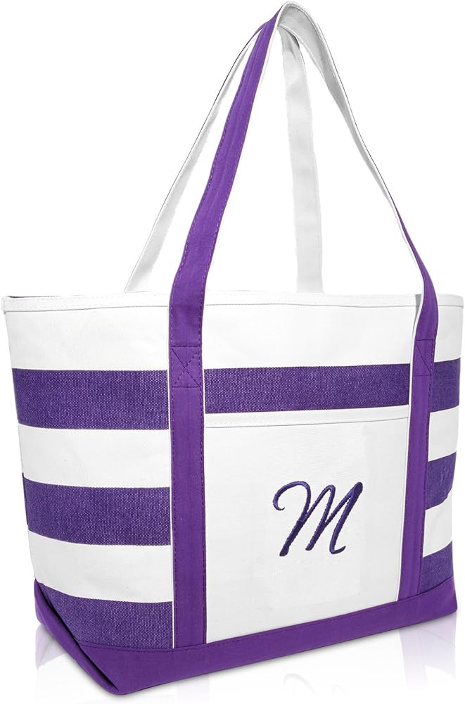 DALIX Monogrammed Beach Bag and Totes for Women Personalized Gifts Purple A - Z | Amazon (US)