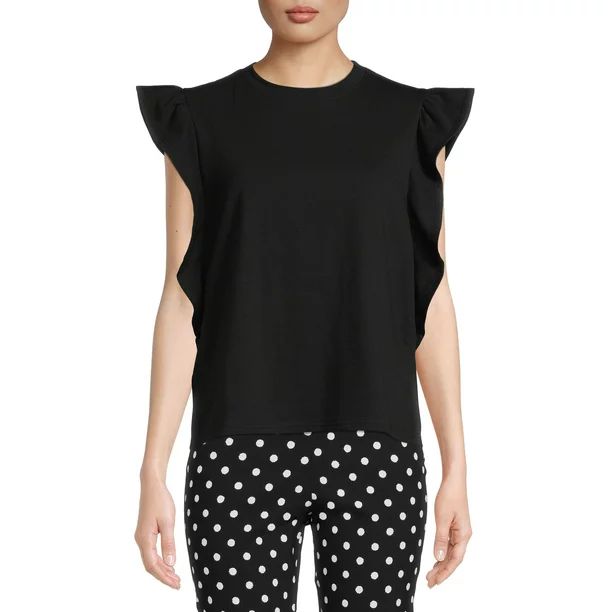 Time and Tru Women's Flutter Sleeve Top - Walmart.com | Walmart (US)