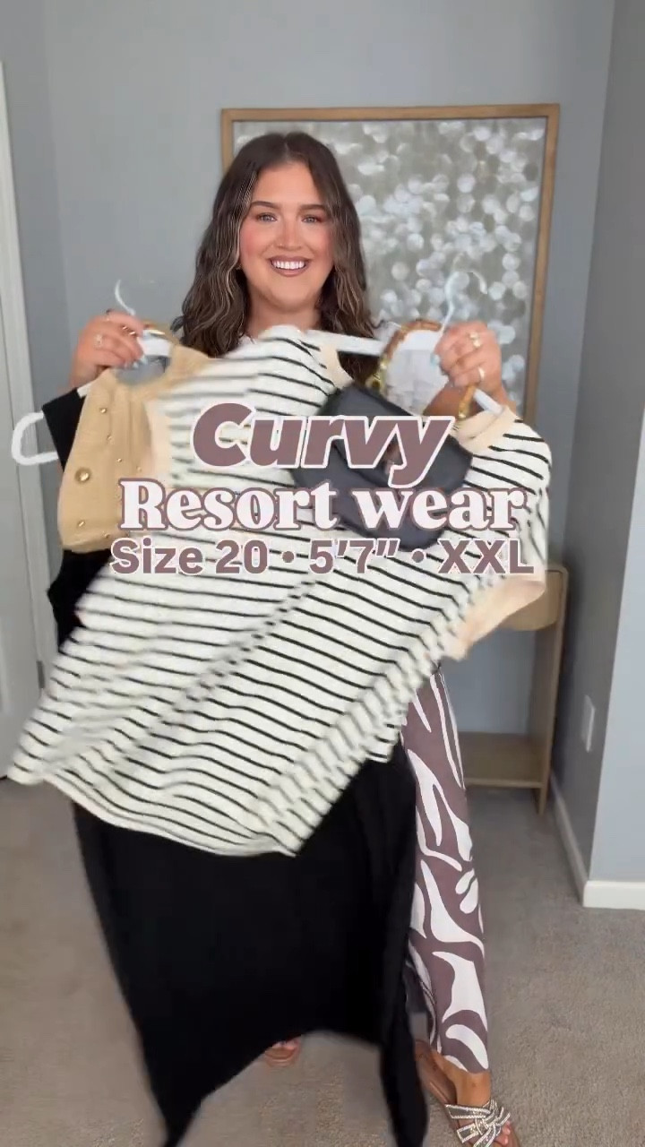 Neutral outfits styled from Amazon as a plus size 18/20 🤎🐚🥥 Casual everyday outfit inspo styled for beach vacation resort wear including black maxi dress with rattan waist belt, sandals wide foot approved, matching sets and beachy handbags. Wearing a size XXL in all except sized up in dress to a 3X

#LTKootd #LTKPlusSize #LTKSeasonal