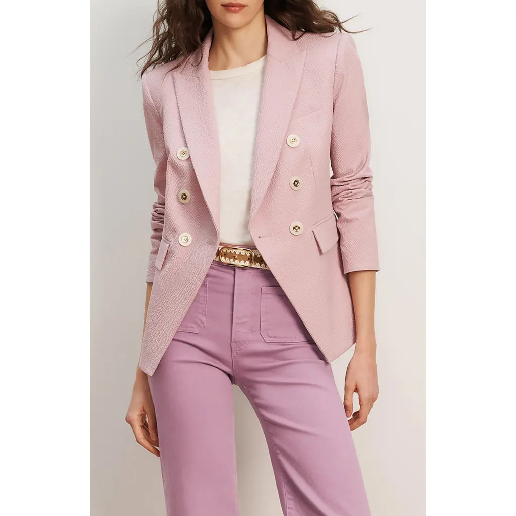 Veronica Beard Miller Textured Stretch Cotton Dickey Jacket in Pale Orchid Haze at Nordstrom, Size 4 | Nordstrom