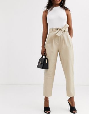 ASOS DESIGN premium leather tapered pants | ASOS US