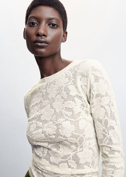 Floral openwork knitted top | MANGO (US)