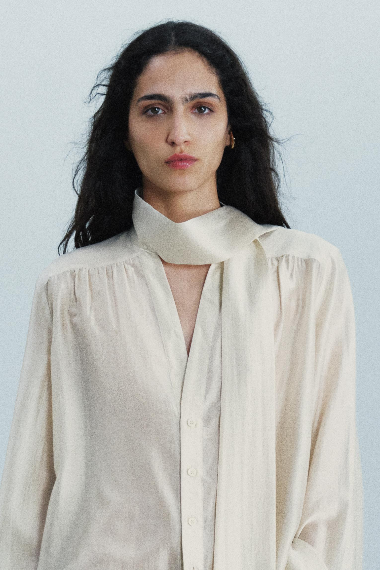 Zara - Zw Collection Scarf Shirt - Ecru - L - Woman | Zara UK