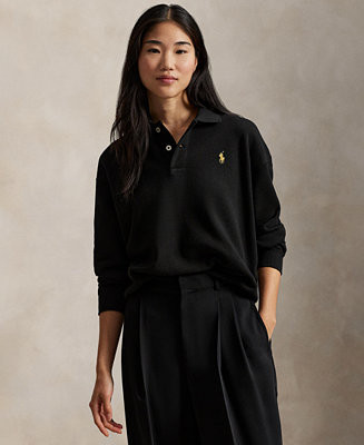 Women's Johnny Collar Fleece Sweatshirt | Macy's