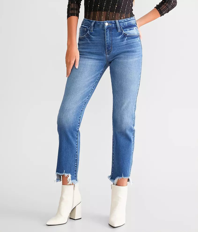 High Rise Cropped Straight Stretch Jean | Buckle
