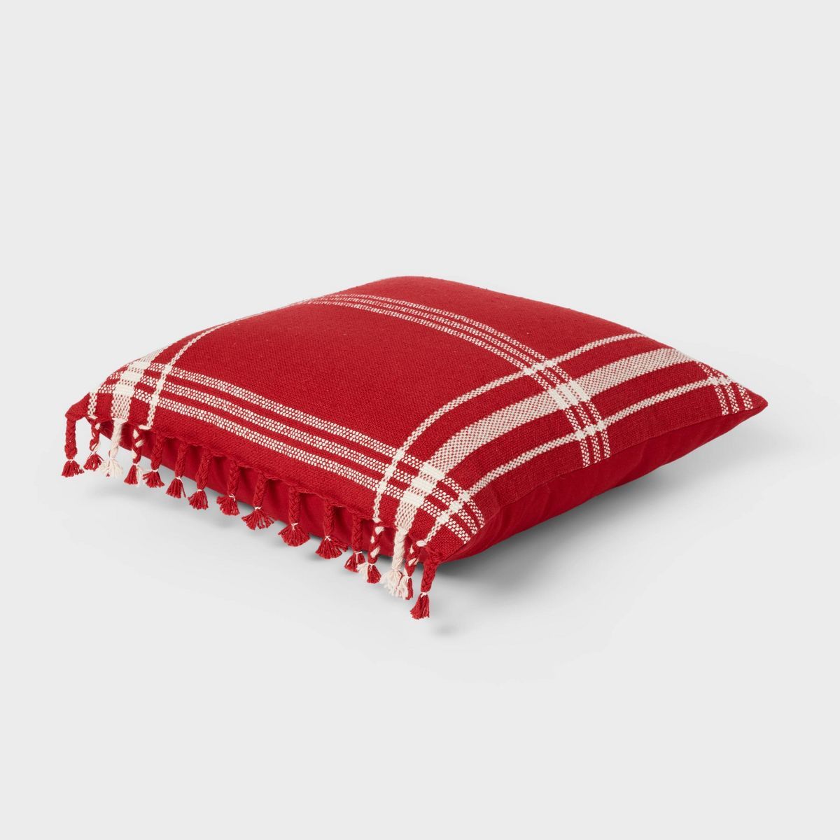 18"x18" Traditional Fringe Square Deco Pillow Red - Threshold™ | Target
