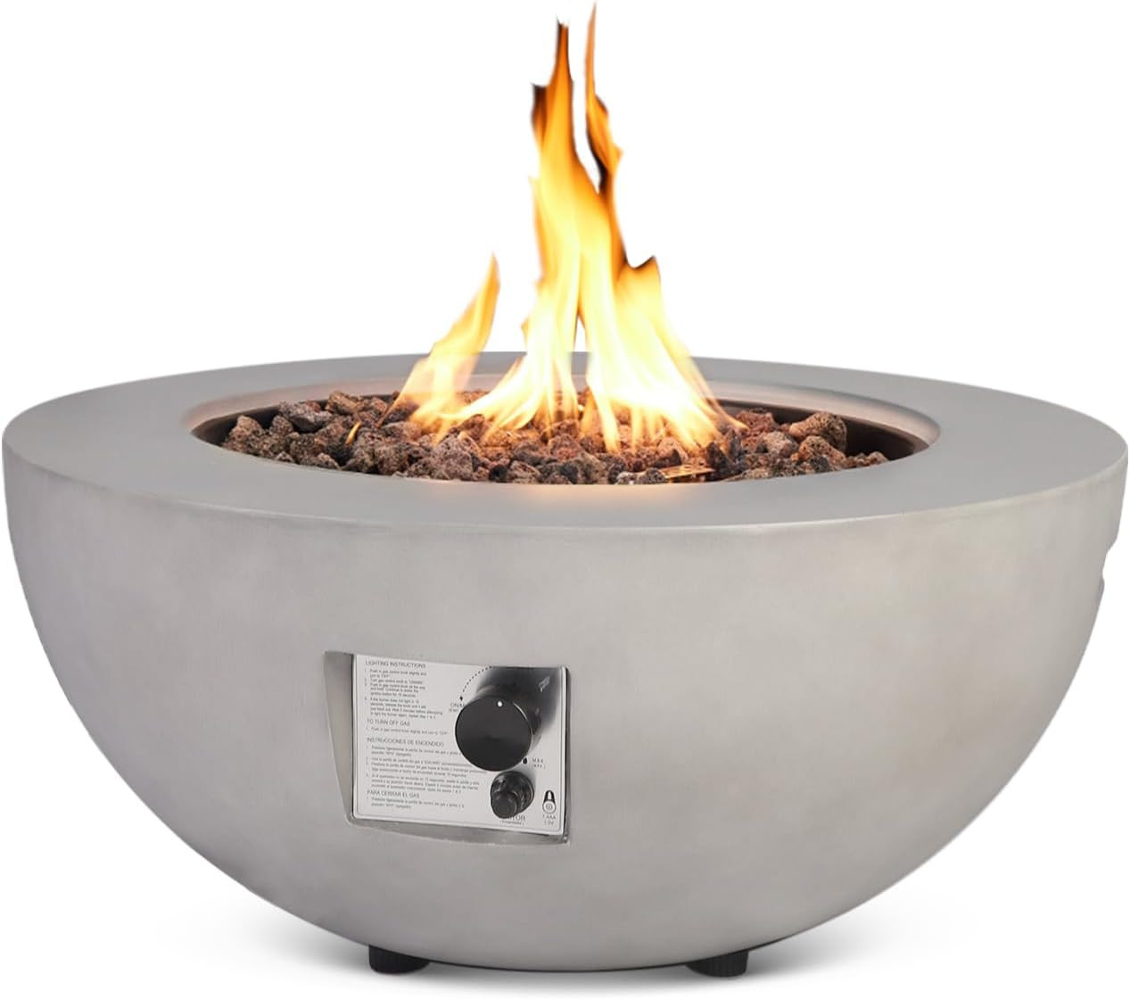 Outdoor Propane Fire Pit Table - 31.5 Inch Concrete Round Fire Table Bowl 50,000 BTU Gas FirePit ... | Amazon (US)