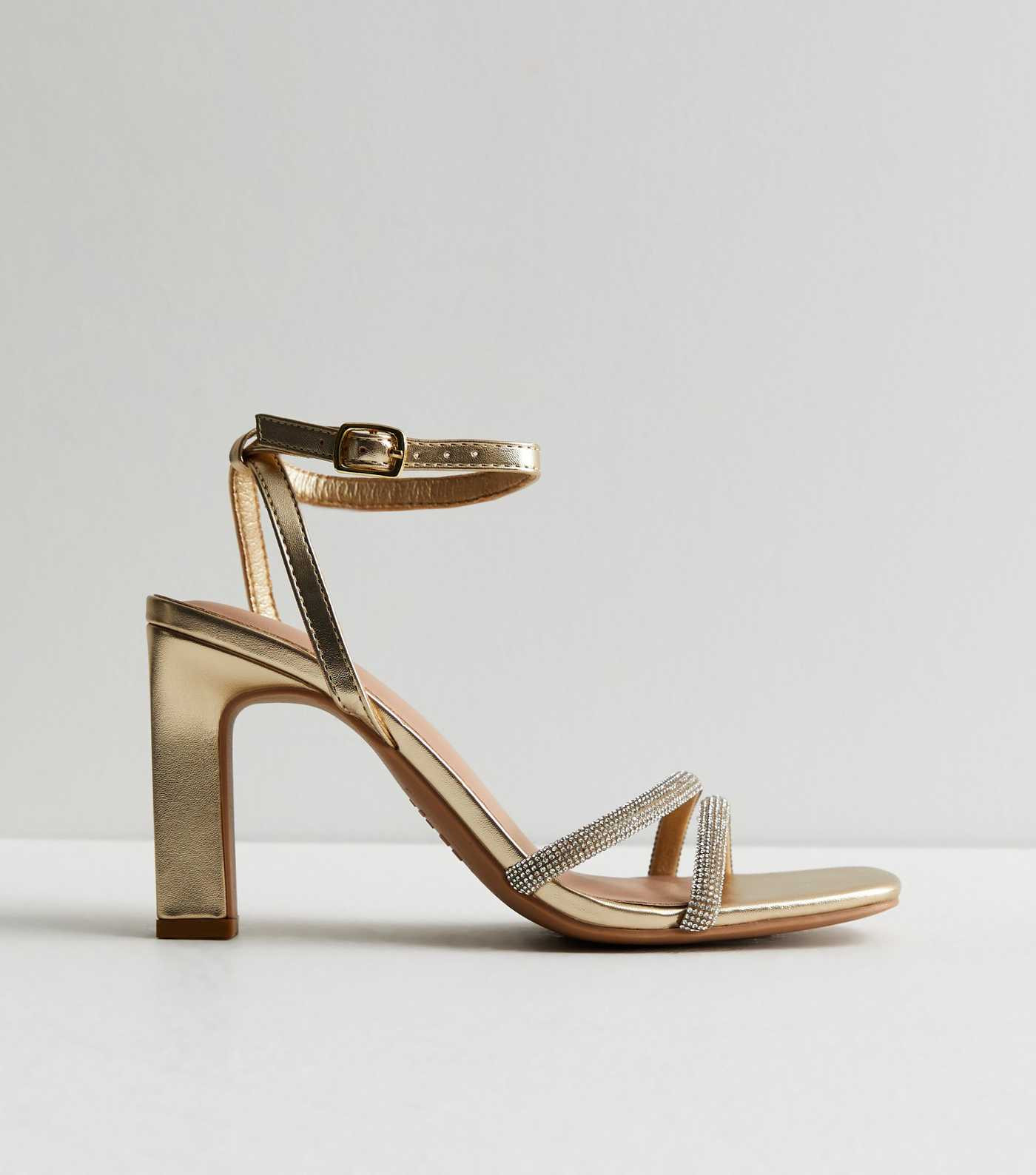 Gold Diamanté Embellished Strappy Block Heel Sandals
						
						Add to Saved Items
						Remov... | New Look (UK)