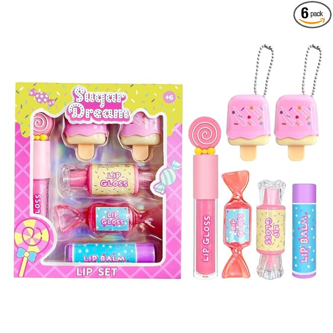 M&U MAKE YOU UP MU 6pc Candy Sweet Lip Gloss Set for Kids - 1 Straight Stick, 2 Ice Cream and 2 C... | Amazon (US)