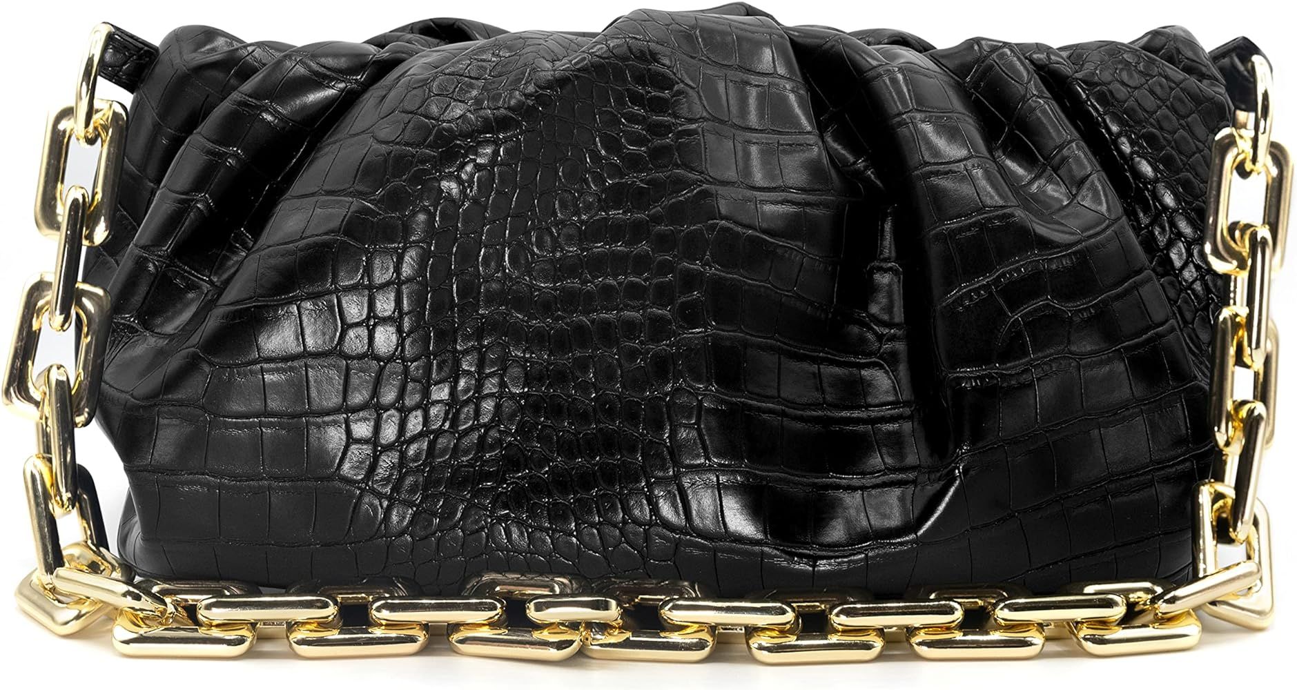 Women's Chain Pouch Bag | Cloud-Shaped Dumpling Clutch Purse | Ruched Chain Link Shoulder Handbag | Amazon (US)