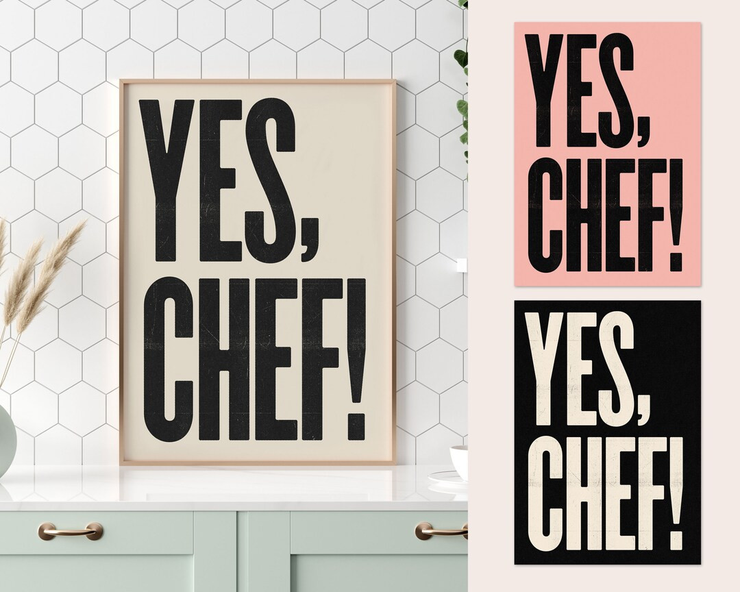 Yes Chef the Bear Poster the Bear TV Show Wall Art Letterpress Kitchen Decor Typography Wall Art ... | Etsy (US)