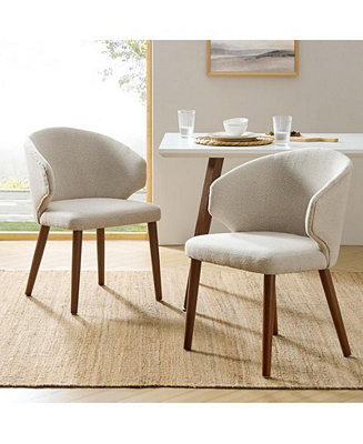 Nina Mid-Century Modern Dining Chair with Solid Wooden Legs,Set of 2 | Macy's