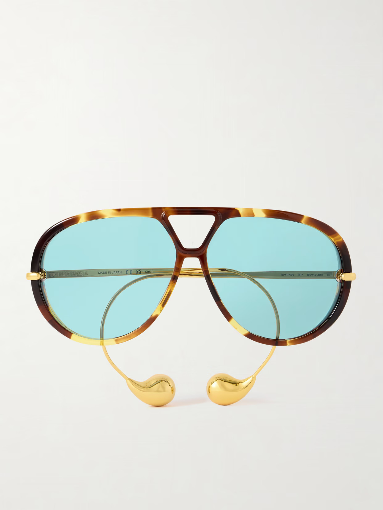 BOTTEGA VENETA EYEWEAR - Embellished Aviator-style Tortoiseshell Recycled-acetate And Gold-tone Sunglasses - One size | NET-A-PORTER (US)