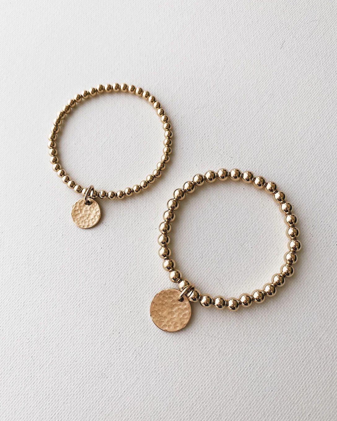 THE HAMMERED COIN BEADED BRACELET - GOLD | Stylin by Aylin