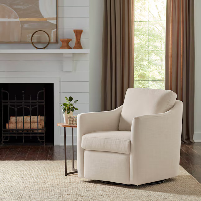 allen + roth Hoatley Modern Beige Swivel Accent Chair | Lowe's