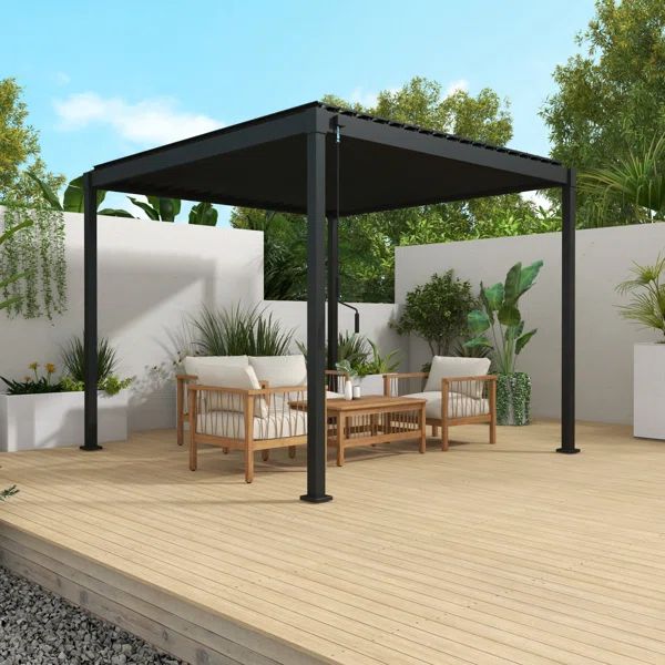 80S Metal Frame Pergola With Adjustable Louver Roof | Wayfair North America
