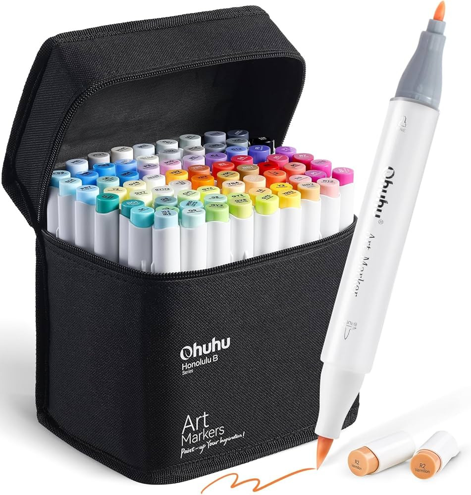 Ohuhu Alcohol Markers Brush Tip - Double Tipped Art Marker Set for Artist Adults Coloring Illustr... | Amazon (US)