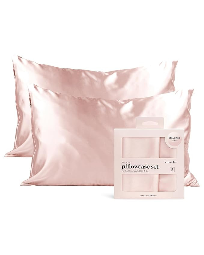 Kitsch 100% Satin Pillowcase with Zipper | Softer Than Silk Pillowcase for Hair and Skin Cooling ... | Amazon (US)