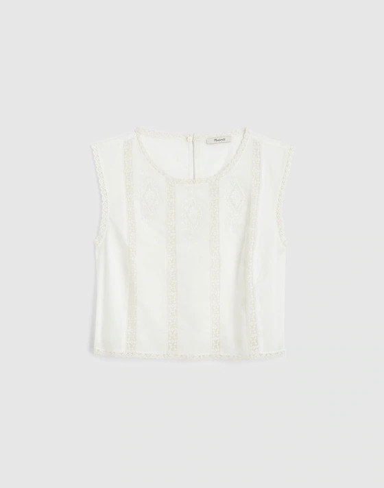 Embroidered Lace-Insert Top | Madewell
