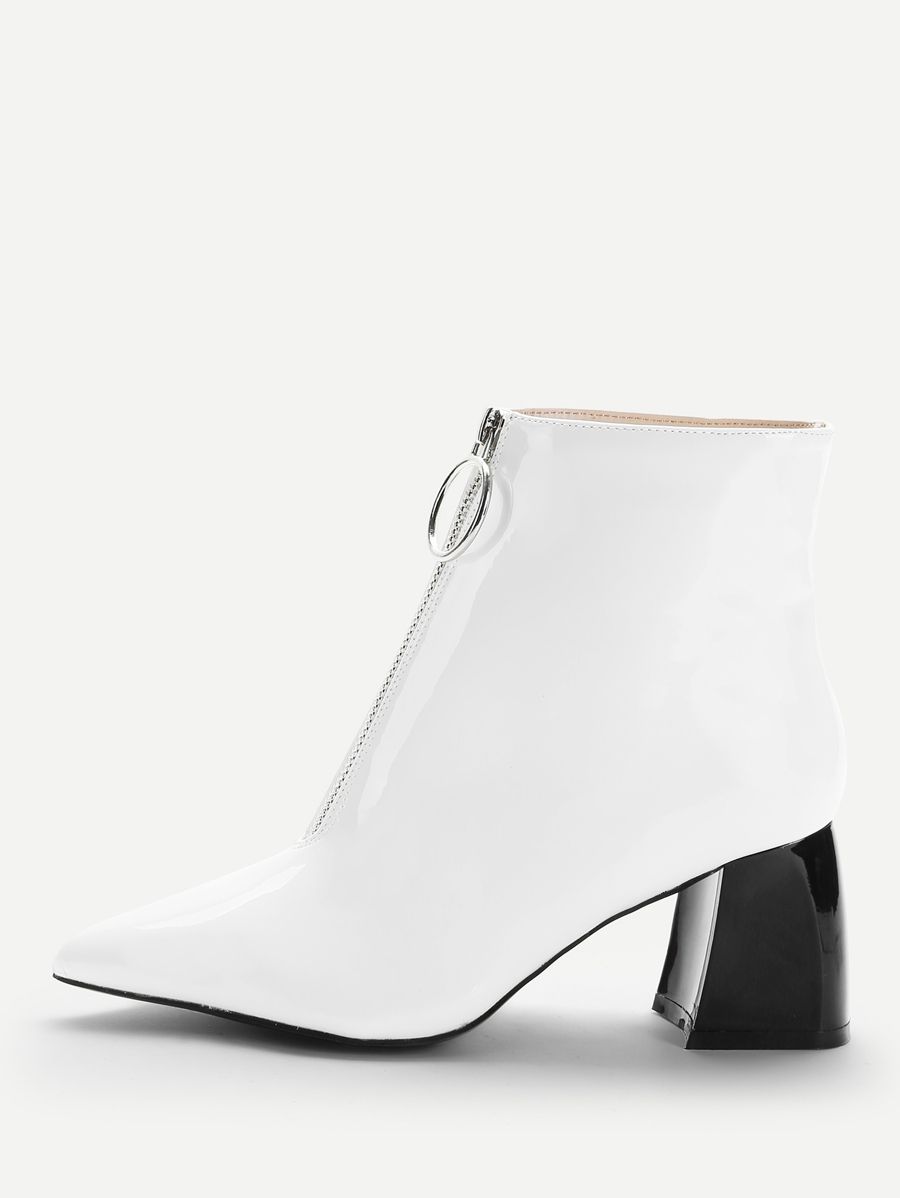 Zipper Front Point Toe Ankle Boots | SHEIN