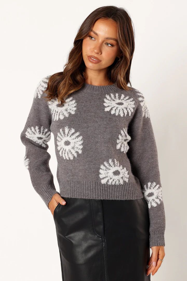Chandler Knit Sweater - Grey White | Petal & Pup (US)
