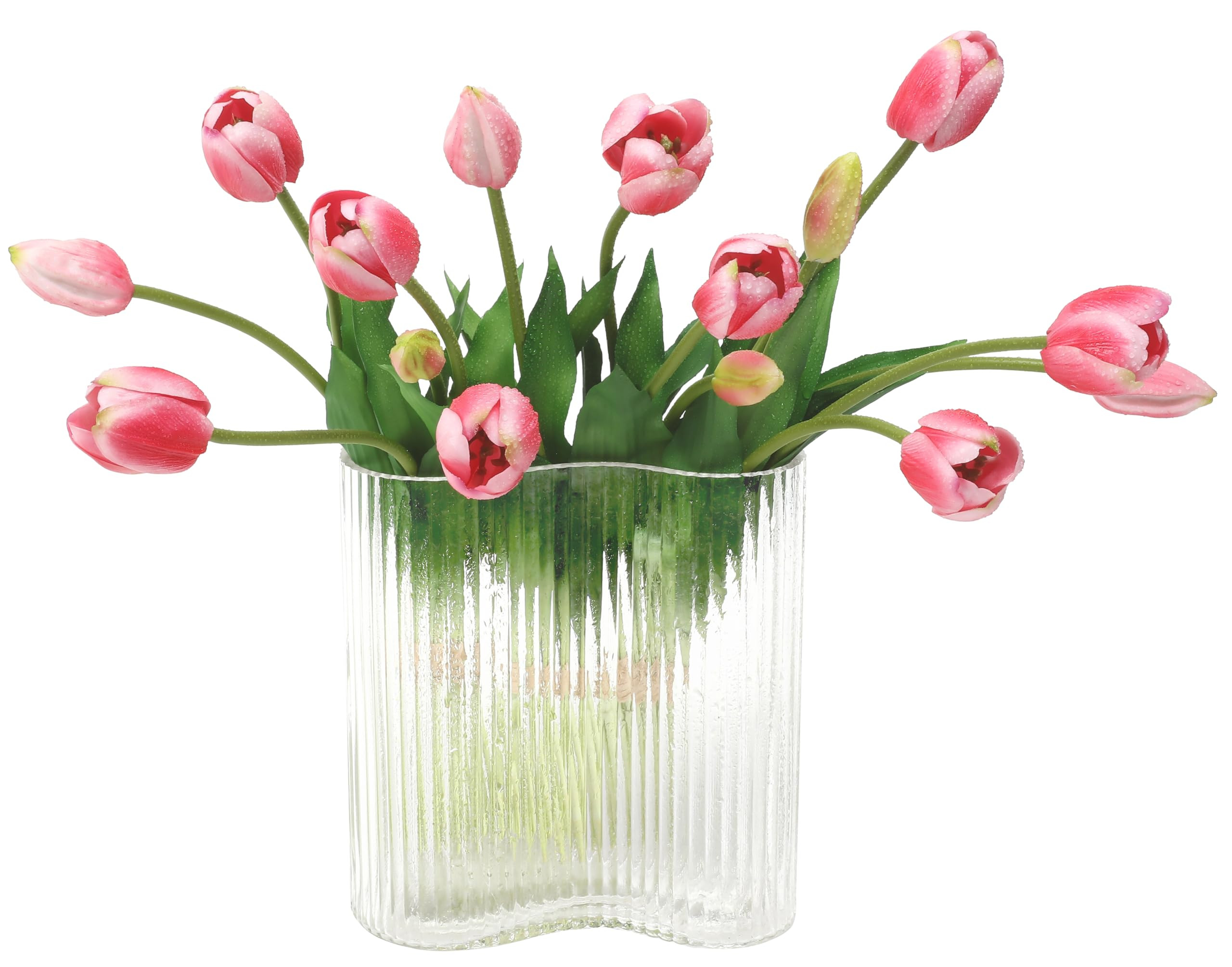 Artificial Tulips Flowers (15pcs, Rose Red), Real Touch Latex Bouquet for Home, Wedding, Table Ce... | Amazon (US)