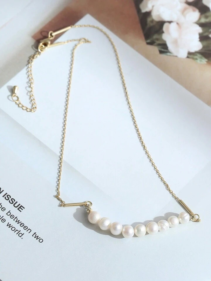 1 Piece Of Natural Layered Pearl Necklace Light Luxury Niche Design High-End Clavicle Chain Beade... | SHEIN