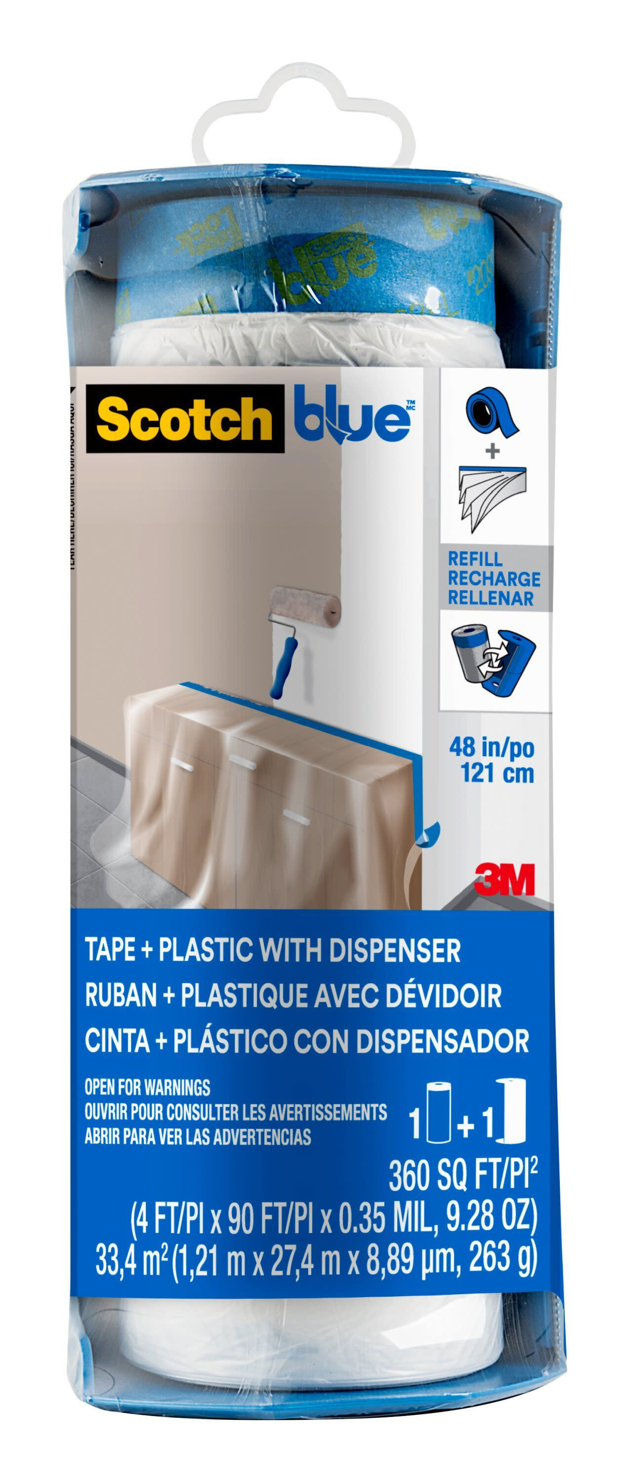 ScotchBlue Combined Tape and Plastic for Paint Prep 48-in x 90-ft Adhesive Masking film one_size | PTD2093-48UU | Lowe's