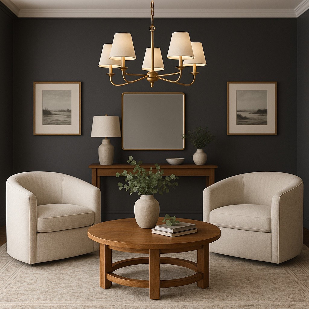I am loving this color combo of Sherwin Williams Peppercorn walls, soft linen chairs, and a warm wood table. It's such a timeless and luxurious look! #peppercorn #loungechairs #woodentable #sherwinwilliams #homedesign #moodypaint #loungearea #livingroom #interiordesign #homestyling

#LTKHome