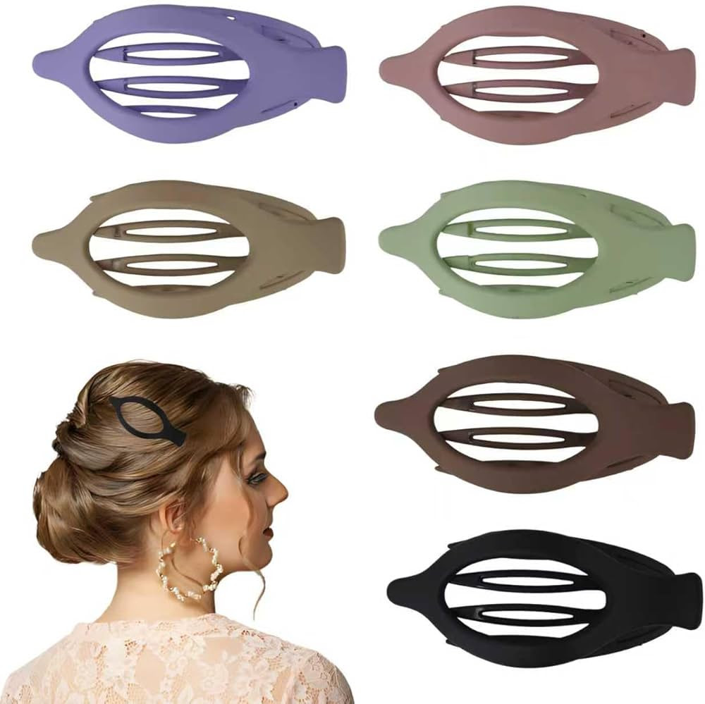 Amazon.com: 6 Pcs French Flat Hair Clips for Women - Matte Non-Slip Claw Clips, Minimalist Hair A... | Amazon (US)