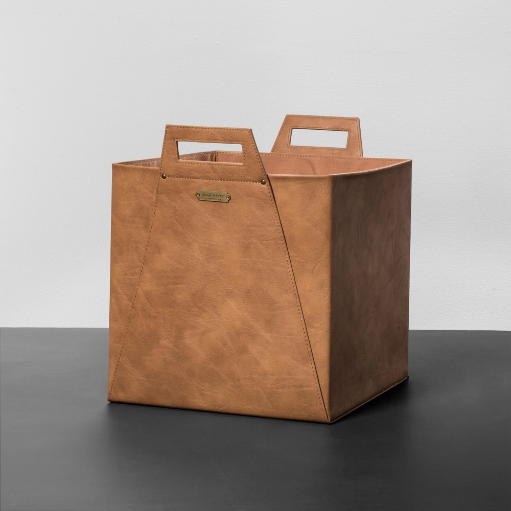 Faux Leather Storage Bin Medium - Brown - Hearth & Hand with Magnolia | Target