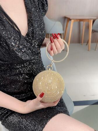 Rhinestone Decorated Round Ball Shaped Evening Clutch | SHEIN