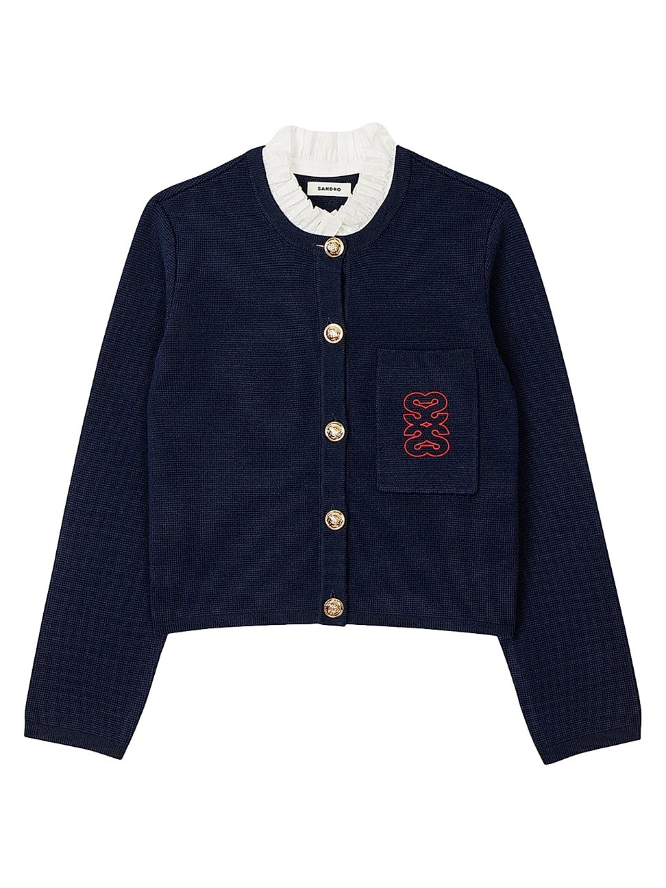 Women's Coatigan with Ruffled Collar - Deep Blue - Size XL | Saks Fifth Avenue