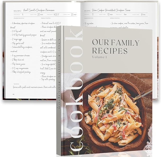 Recipe Book To Write In Your Own Recipes - Large Blank DIY Personalized Family Cookbook Journal, ... | Amazon (US)