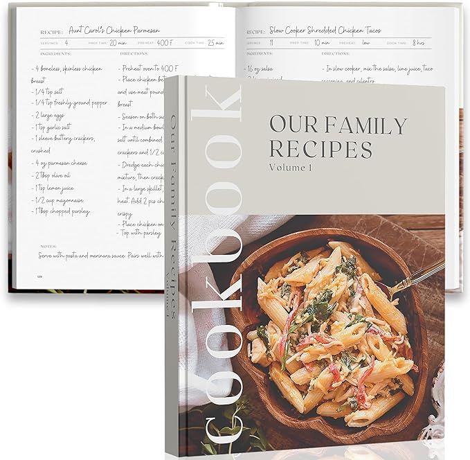 Recipe Book To Write In Your Own Recipes - Large Blank DIY Personalized Family Cookbook Journal, ... | Amazon (US)