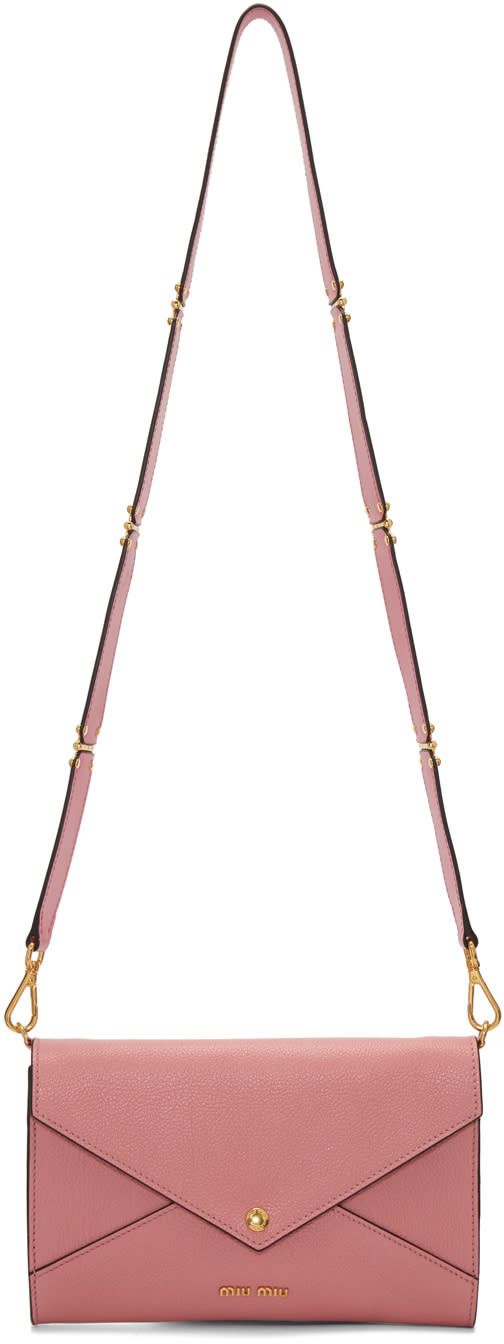 Miu Miu Pink Envelope Clutch Bag | SSENSE