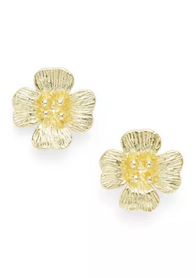 Belk Sterling Silver Sterling Silver Flower Stud Earrings, Gold | Belk