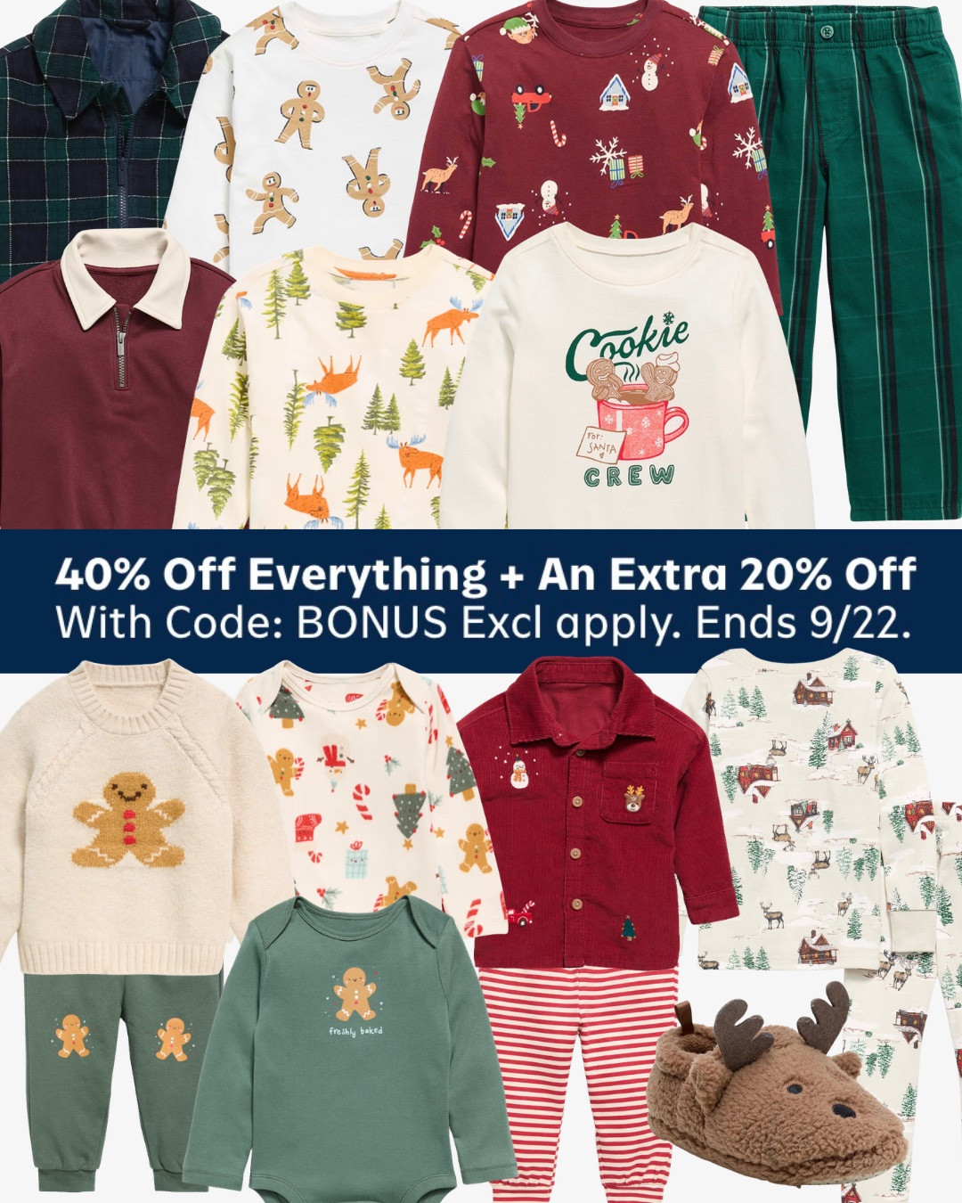 40% off everything plus extra 20% off with code: BONUS!! Ends 9/22!

#toddlerboystyle #toddlergirlclothes #babyboyfashion #oldnavyfinds #babygirloutfits #comfyoutfit #cozyoutfit #winterstyle #christmasoutfit #matchingfamilypajamas #christmaspajamas

#LTKSaleAlert #LTKBaby #LTKKids