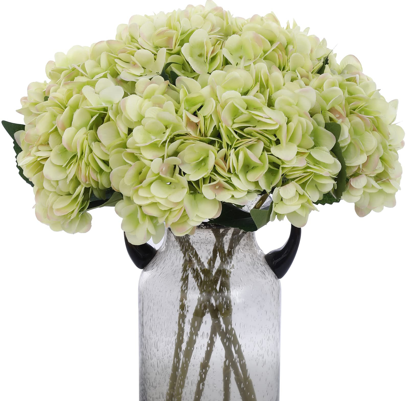 Kimura's Cabin 6pcs Green Silk Hydrangea Flowers Bouquets Faux Hydrangea Stems for Home Wedding Party Table Core Decoration (Lime Green) | Amazon (US)