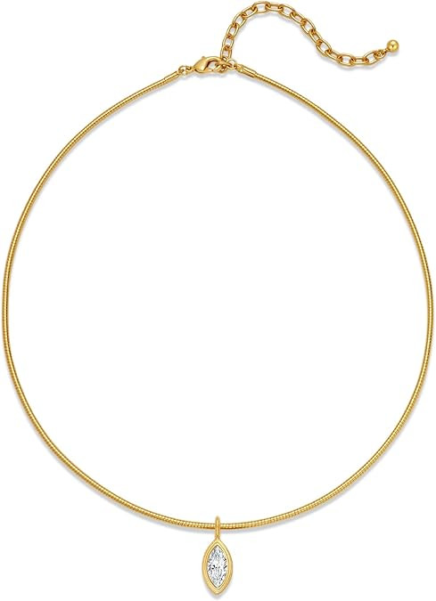 Gold Collar Choker Necklace for Women Trendy Dainty 14K Gold Plated Cubic Zirconia Pendant Neckla... | Amazon (US)