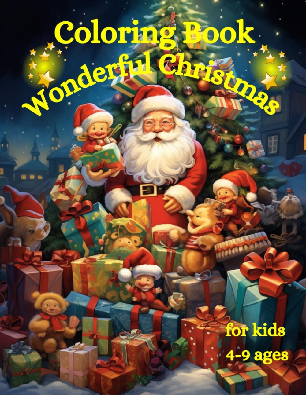 Coloring Book Wonderful Christmas for kids 4-9 ages: 50 Amazing Pages with Santa Claus, Reindeer,... | Amazon (US)